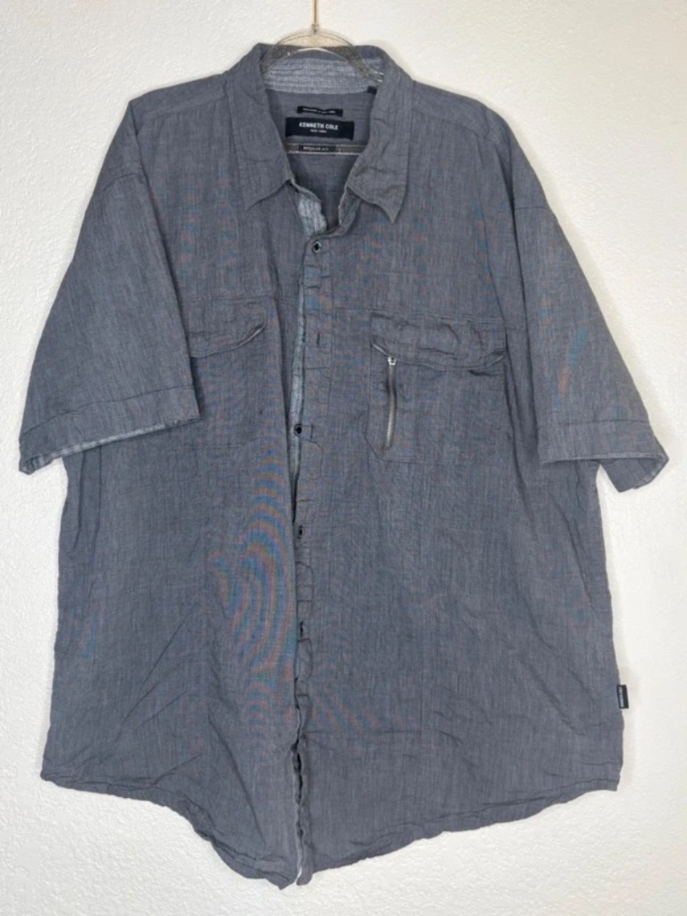 Kenneth Cole New York Men’s 3X Gray Short Sleeve Button Up Shirt
